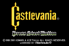Castlevania title screen for GameBoy Advance